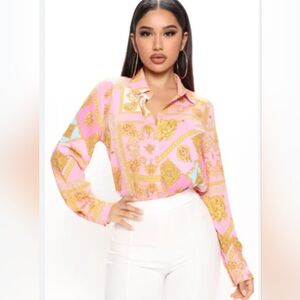 Fashion Nova Baroque pink shirt size 2x